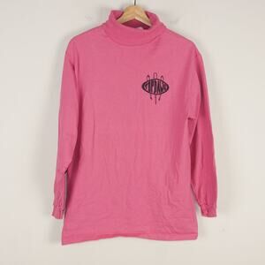 VTG Top Dawg Natural Born Player Low Rider Pink Turtleneck Cotton Shirt Womens M